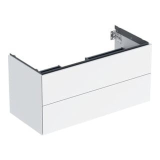 Geberit Meuble sous lavabo One 103,6x50,4x47cm, blanc/bois laqué brillant, 2 tiroirs