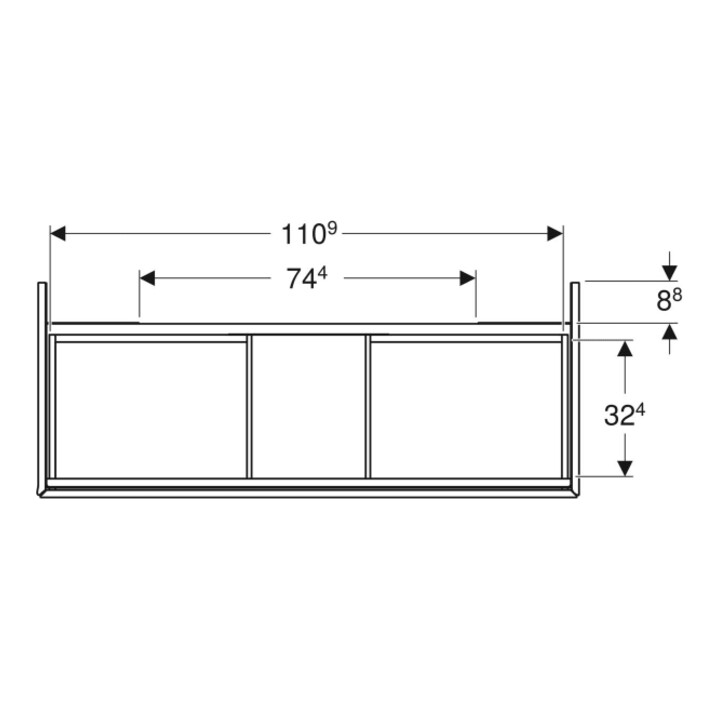 Geberit Meuble sous-lavabo One 118,4x50,4x47 cm, blanc/laqué, 2 tiroirs