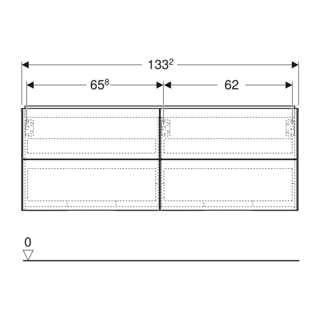 Geberit Meuble sous-lavabo One 133,2x50,4x47 cm, 4 L, N hick./bois mélaminé