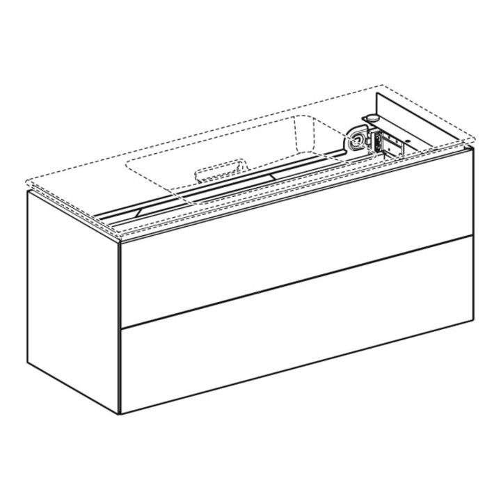 Geberit Meuble sous lavabo One 2 tiroirs, blanc brillant, 104,5x46,5x39,6 cm