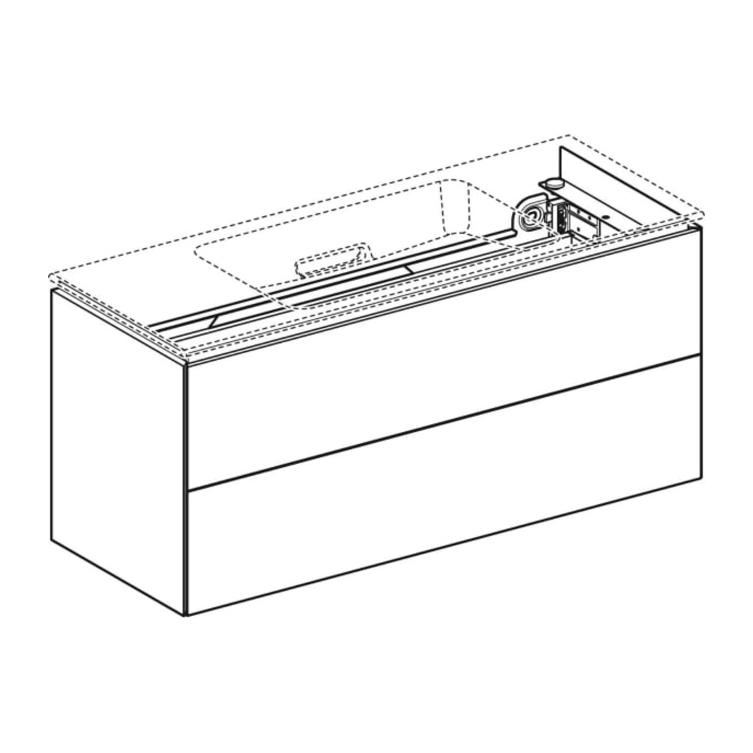 Geberit Meuble sous lavabo One 2 tiroirs, blanc brillant, 104,5x46,5x39,6 cm