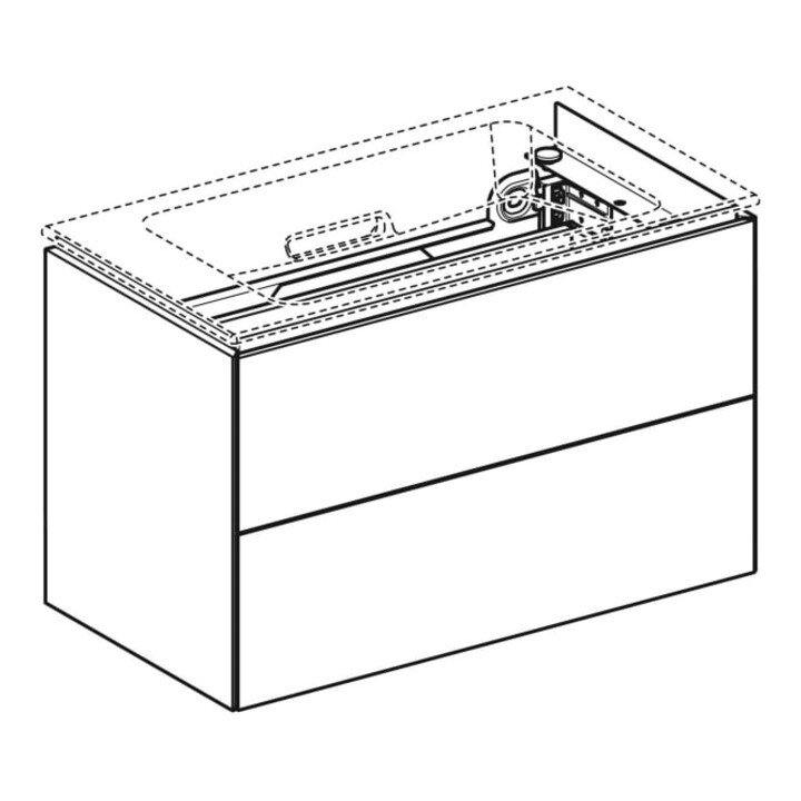Geberit Meuble sous lavabo One 2 tiroirs, blanc brillant, 74,5x46,5x39,6 cm
