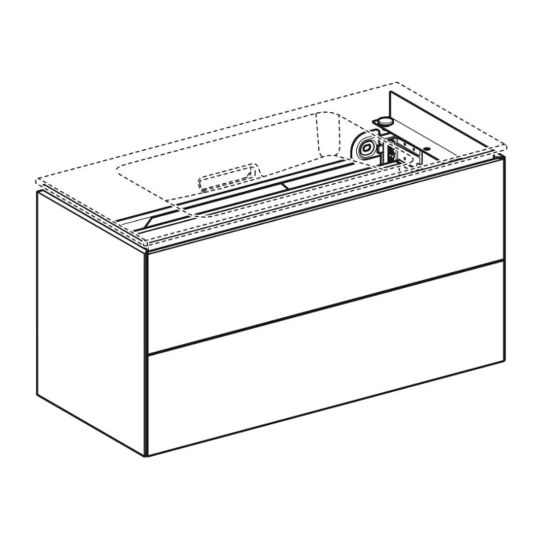 Geberit Meuble sous lavabo One 2 tiroirs, blanc brillant, 89,5x46,5x39,6 cm