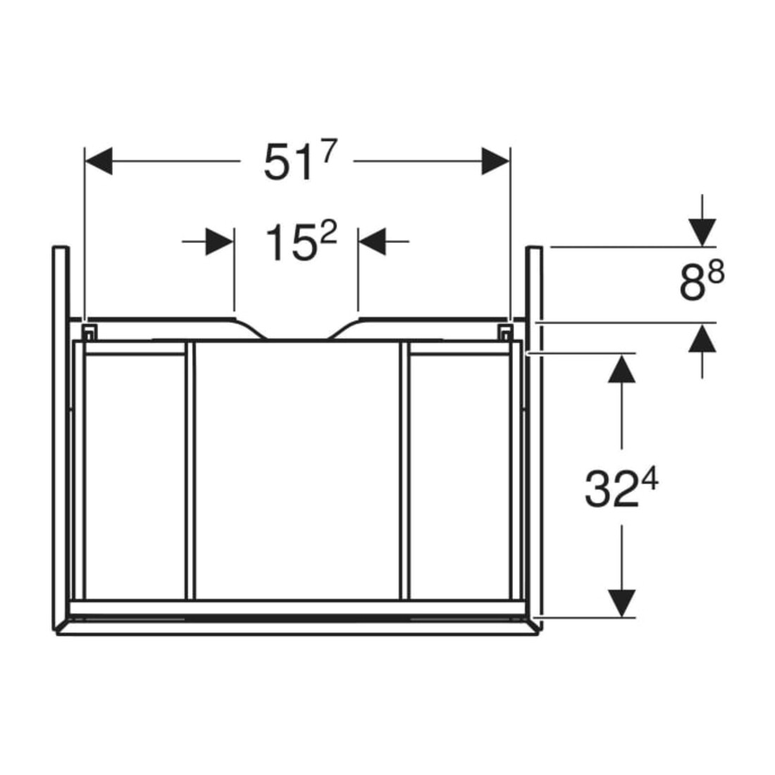 Geberit Meuble sous lavabo One 59,2x50,4x47 cm, blanc laqué, 1 tiroir