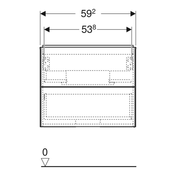 Geberit Meuble sous-lavabo One 59,2x50,4x47 cm, noir mat, 2 tiroirs