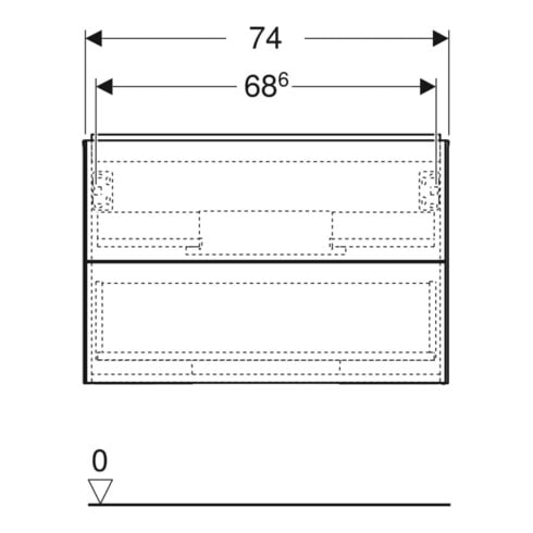 Geberit Meuble sous lavabo One 74x50,4x47 cm, blanc mat, 2 tiroirs