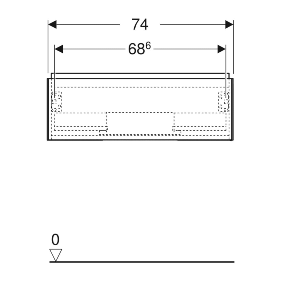 Geberit Meuble sous lavabo One 74x50,4x47 cm, greige/laqué, 1 tiroir