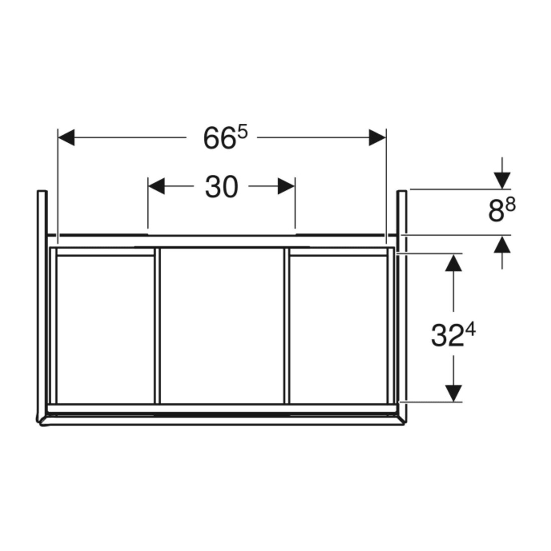 Geberit Meuble sous lavabo One 74x50,4x47cm, chêne/bois mélaminé, 2 tiroirs