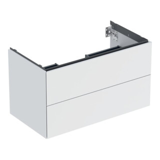 Geberit Meuble sous lavabo One 88,8x50,4x47 cm, blanc/laqué, 2 tiroirs