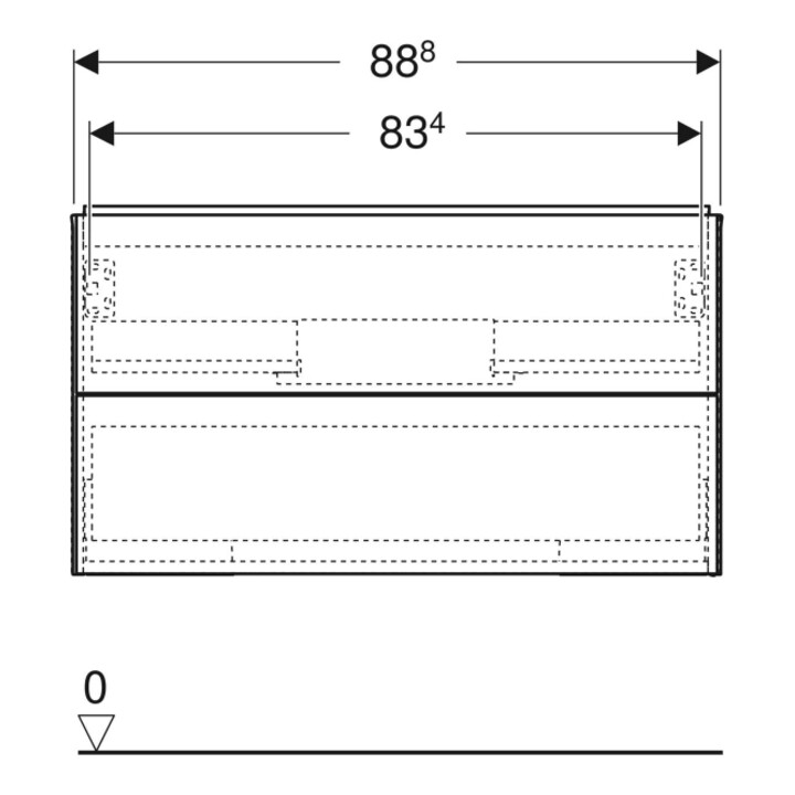 Geberit Meuble sous lavabo One 88,8x50,4x47 cm, blanc/laqué, 2 tiroirs