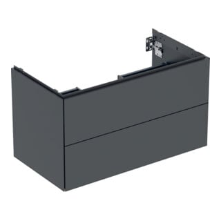 Geberit Meuble sous lavabo One 88,8x50,4x47 cm, noir mat, 2 tiroirs