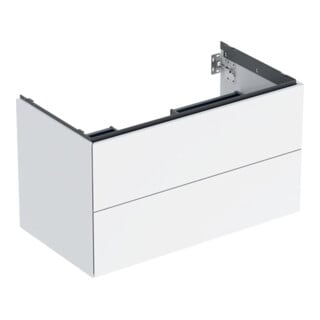 Geberit Meuble sous lavabo One 88,8x50,4x47cm, blanc laqué brillant, 2 tiroirs