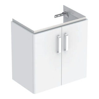 Geberit Meuble sous lavabo Renova Compact 59,7x60,5x39,7cm, 2 portes, blanc laqué brillant