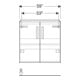 Geberit Meuble sous lavabo Renova Compact 59,7x60,5x39,7cm, 2 tiroirs, gris mat/latéral brillant-2