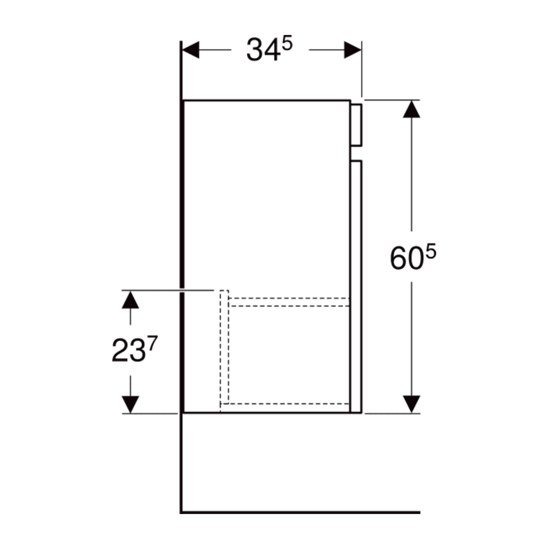Geberit Meuble sous lavabo Renova Plan 43,5x60,5x34,5 cm, 1 porte, N he, F. struct.