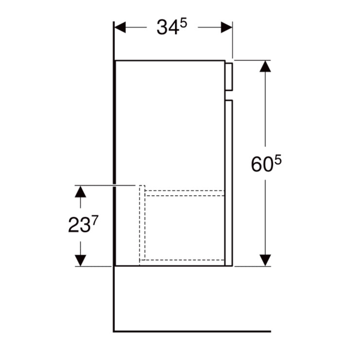 Geberit Meuble sous lavabo Renova Plan 43,5x60,5x34,5 cm, 1 tiroir, noyer, finition structurée