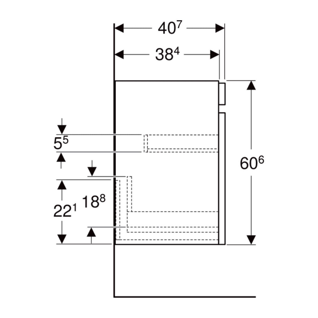 Geberit Meuble sous-lavabo Renova Plan 48,4x60,6x40,7cm, Noyer, F. struct.