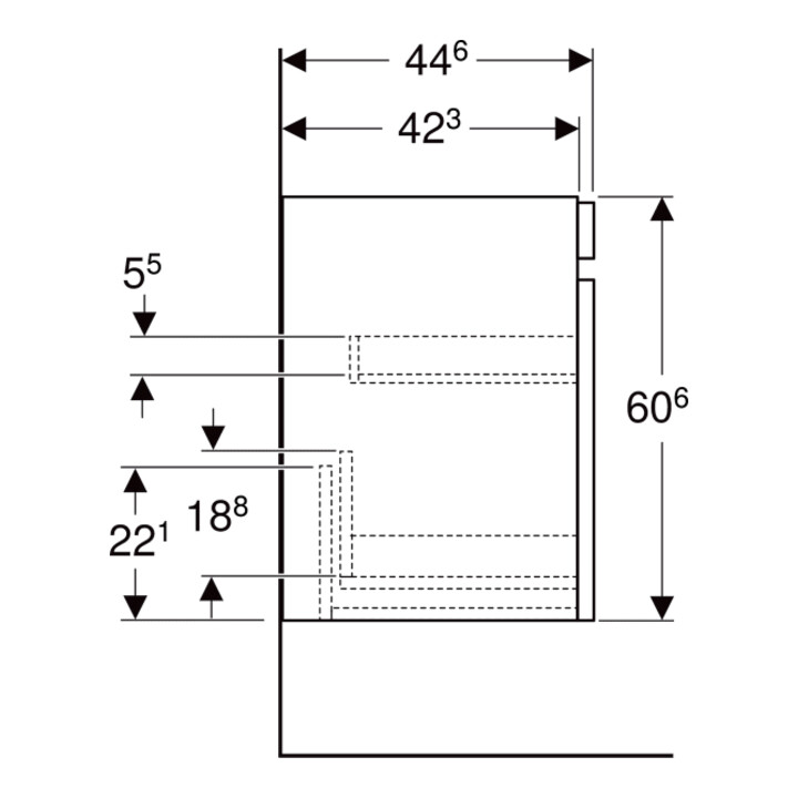 Geberit Meuble sous lavabo Renova Plan 53,6x60,6x44,6cm, Noyer, F. structuré