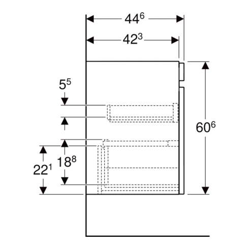 Geberit Meuble sous lavabo Renova Plan 58,5x60,6x44,6 cm, blanc, laqué brillant