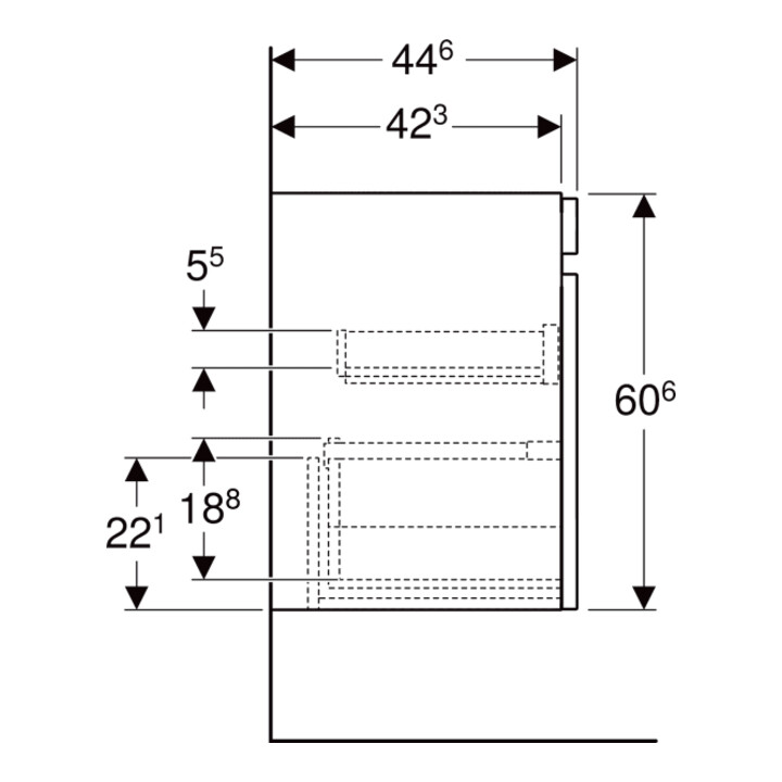 Geberit Meuble sous lavabo Renova Plan 58,5x60,6x44,6 cm, blanc, laqué brillant