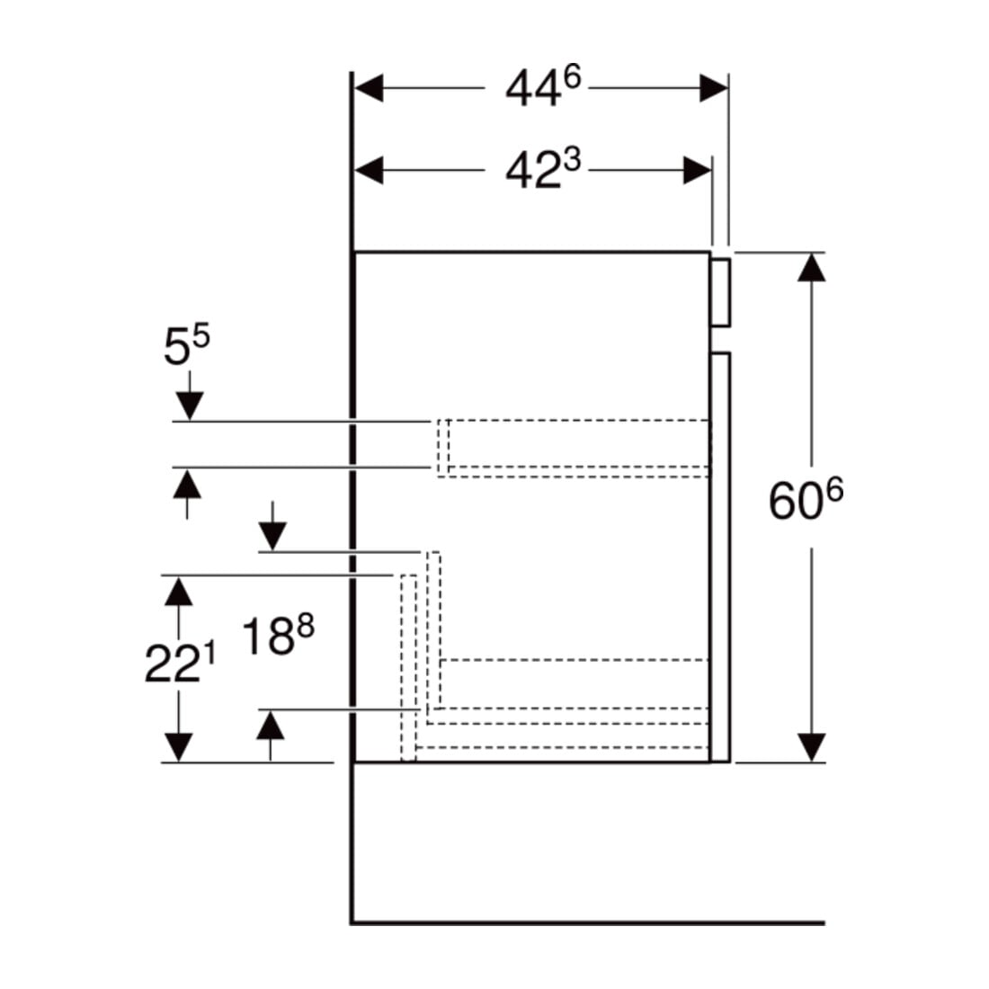 Geberit Meuble sous lavabo Renova Plan 63,4x60,6x44,6cm, blanc, laqué brillant