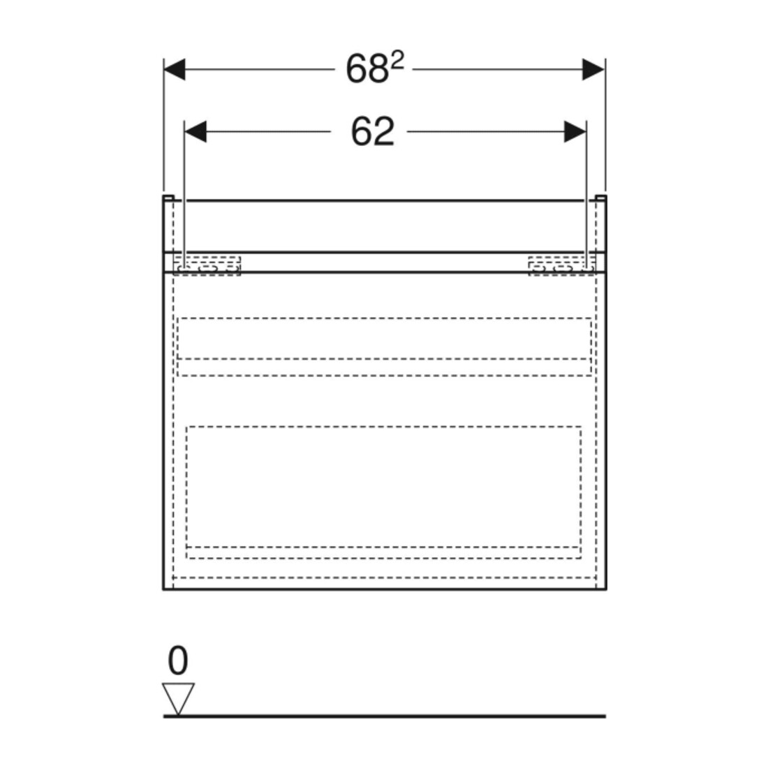 Geberit Meuble sous lavabo Renova Plan 68,2x60,6x44,6 cm, lava, laqué mat