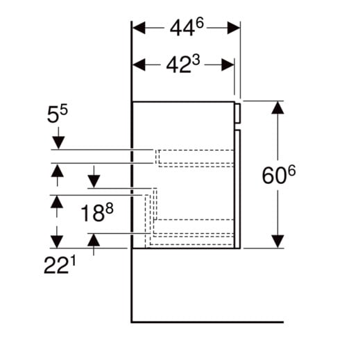 Geberit Meuble sous lavabo Renova Plan 83,2x60,6x44,6 cm, noyer, F. struct.