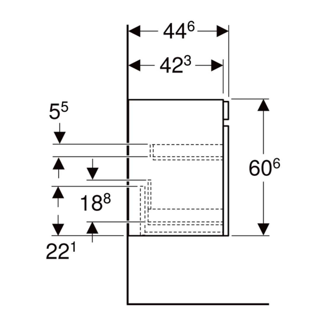 Geberit Meuble sous lavabo Renova Plan 83,2x60,6x44,6 cm, noyer, F. struct.