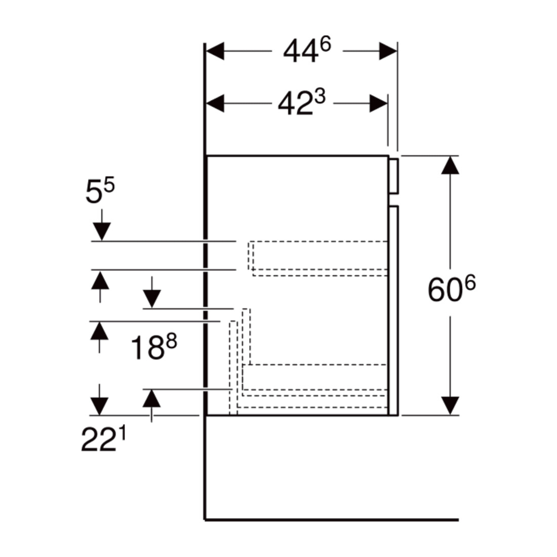 Geberit Meuble sous lavabo Renova Plan 92,8x60,6x44,6 cm, blanc, laqué brillant