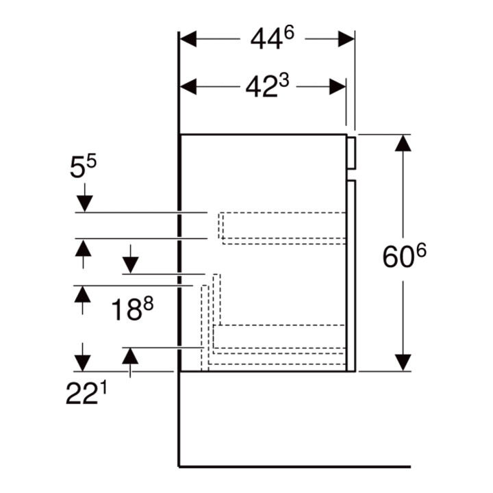 Geberit Meuble sous lavabo Renova Plan 92,8x60,6x44,6 cm, noyer, F. struct.