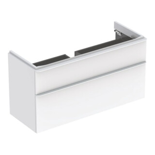 Geberit Meuble sous lavabo Smyle Square 118,4x61,7x47 cm, blanc brillant, 2 tiroirs