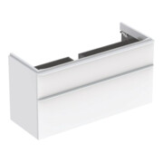 Geberit Meuble sous lavabo Smyle Square 118,4x61,7x47 cm, blanc brillant, 2 tiroirs