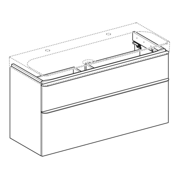 Geberit Meuble sous lavabo Smyle Square 118,4x61,7x47 cm, blanc brillant, 2 tiroirs