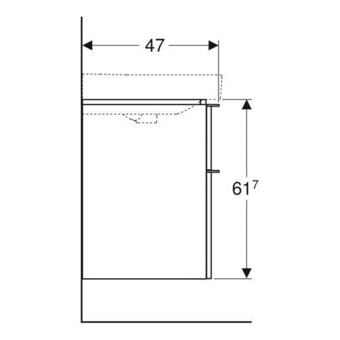 Geberit Meuble sous lavabo Smyle Square 118,4x61,7x47 cm, blanc brillant, 2 tiroirs