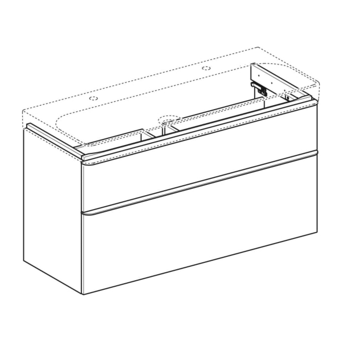 Geberit Meuble sous lavabo Smyle Square 118,4x61,7x47 cm, sable brillant, 2 tiroirs
