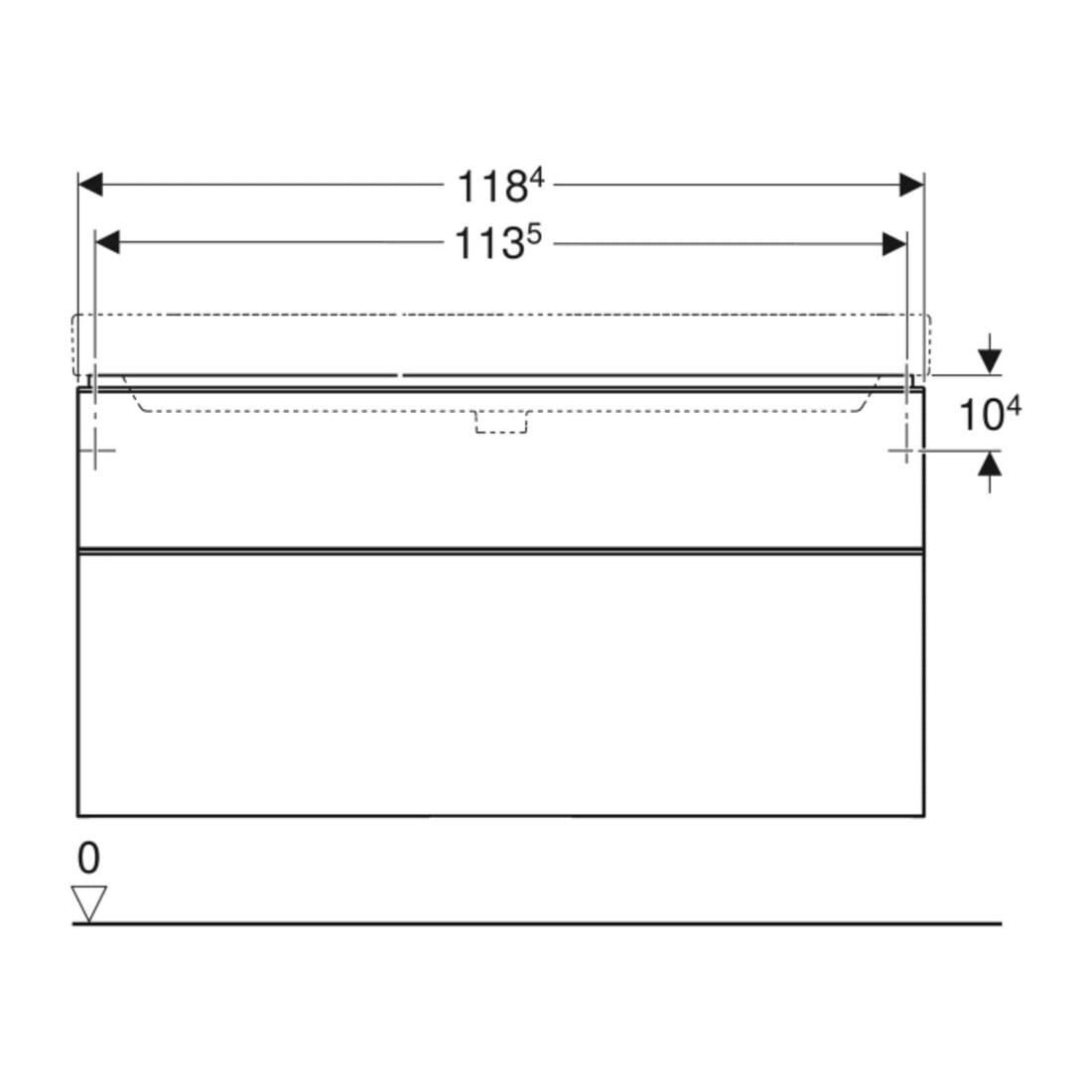 Geberit Meuble sous lavabo Smyle Square 118,4x61,7x47 cm, sable brillant, 2 tiroirs