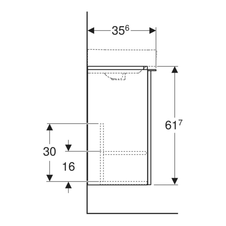 Geberit Meuble sous lavabo Smyle Square 44,2x61,7x35,6 cm, 1 porte droite, sable brillant