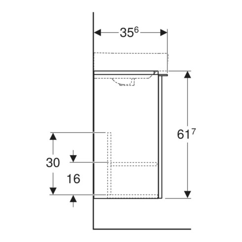 Geberit Meuble sous lavabo Smyle Square 44,2x61,7x35,6 cm, 1 porte gauche, lave mat