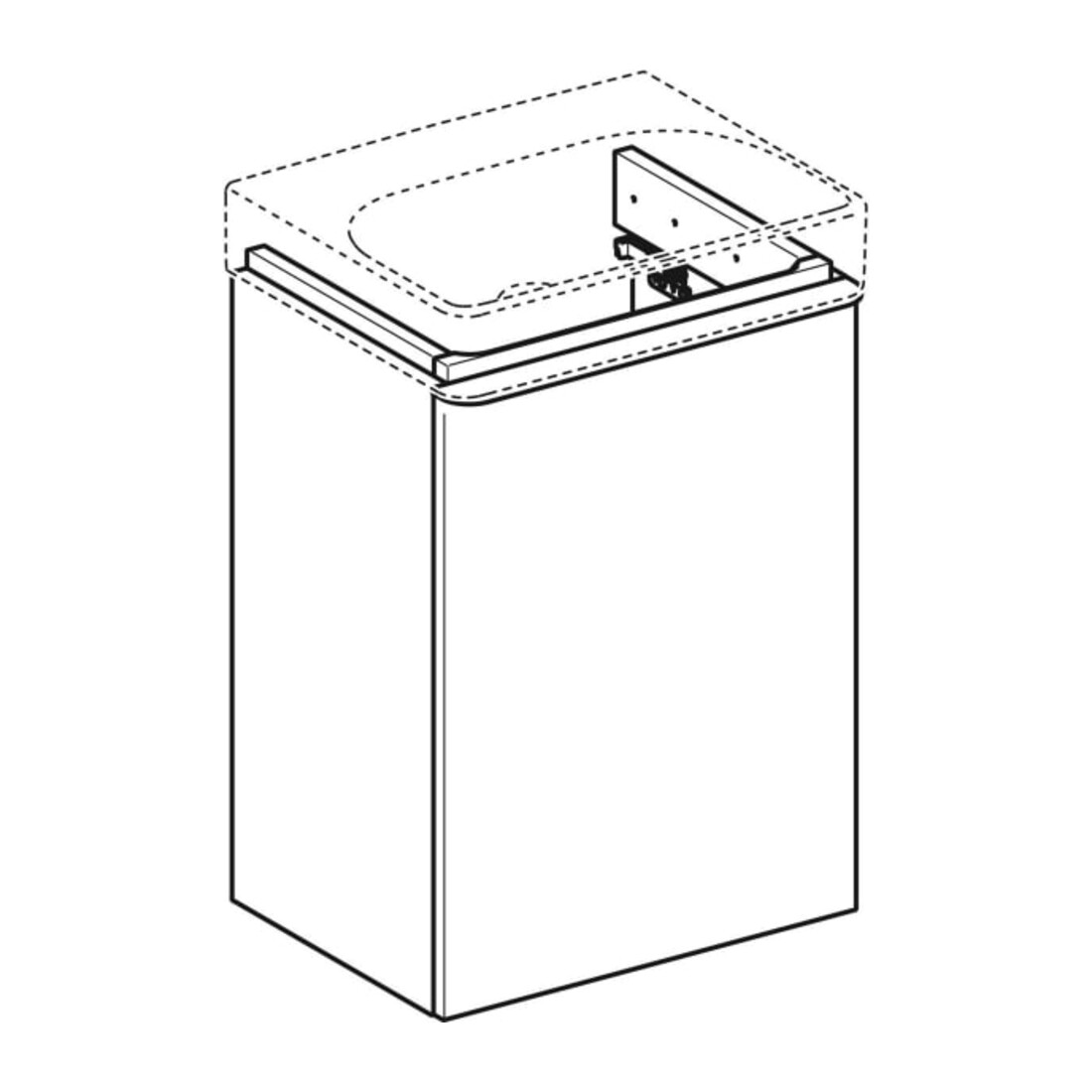 Geberit Meuble sous lavabo Smyle Square 44,2x61,7x35,6 cm, 1 porte gauche, sable brillant