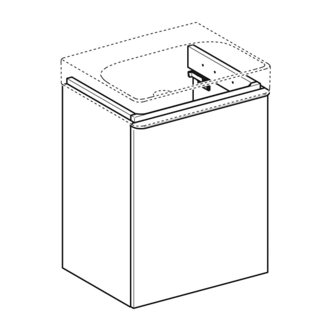 Geberit Meuble sous-lavabo Smyle Square 49,2x61,7x40,6cm, 1 porte droite, sable brillant
