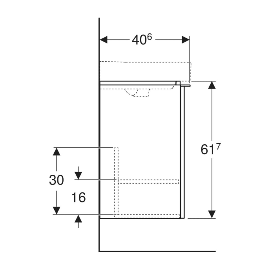 Geberit Meuble sous-lavabo Smyle Square 49,2x61,7x40,6cm, P. g, sable brillant