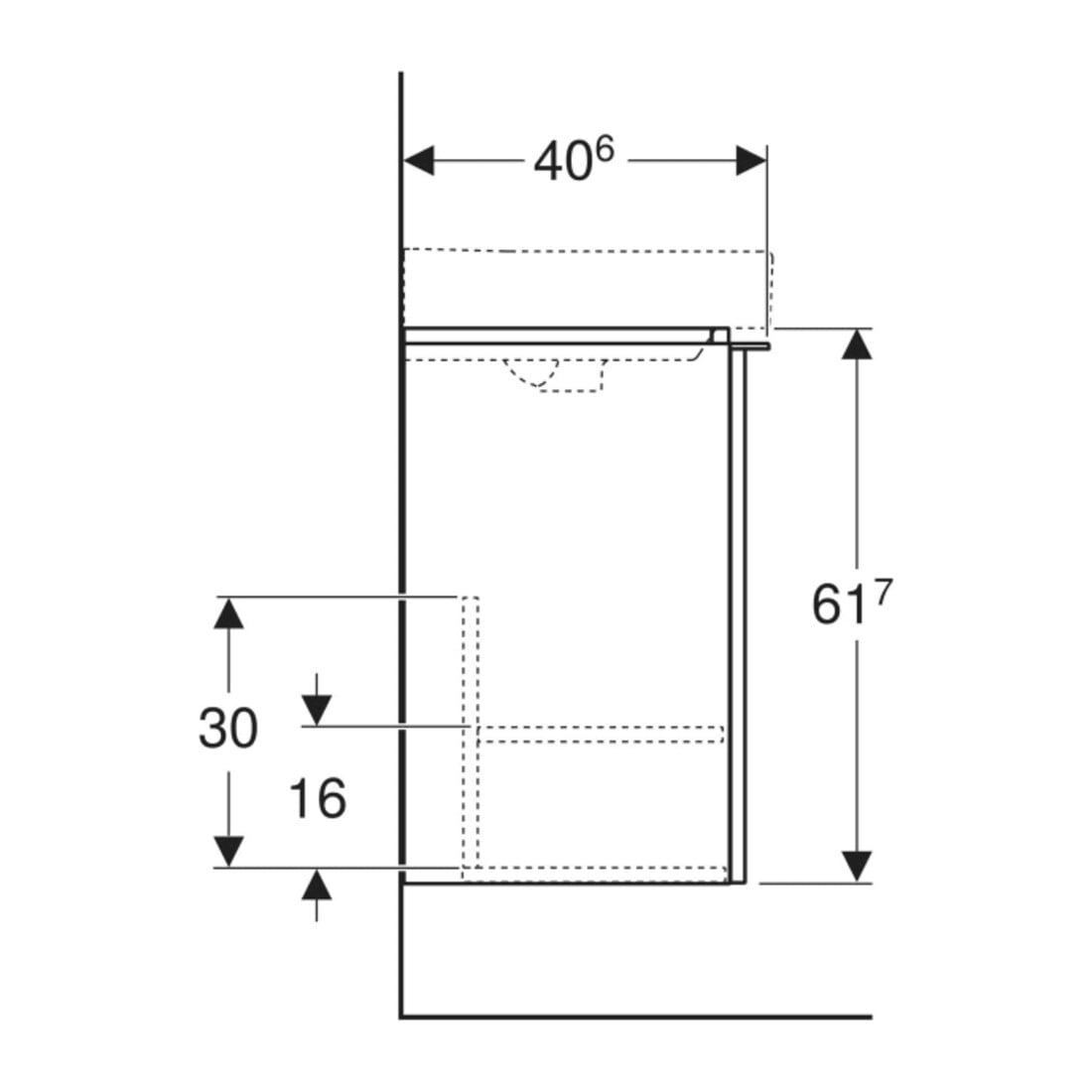 Geberit Meuble sous-lavabo Smyle Square 49,2x61,7x40,6cm, P. gauche, blanc brillant
