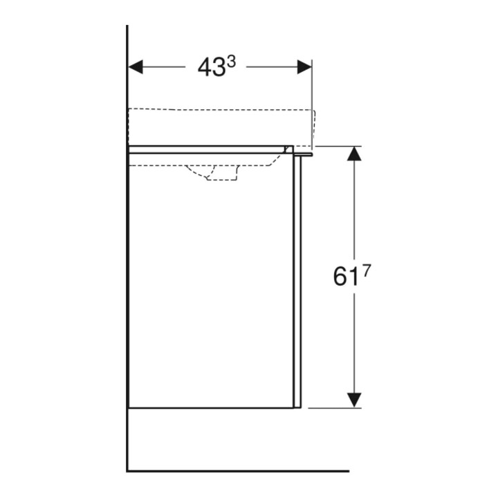 Geberit Meuble sous lavabo Smyle Square 53,6x61,7x43,3 cm, 1 porte gauche, mat lava