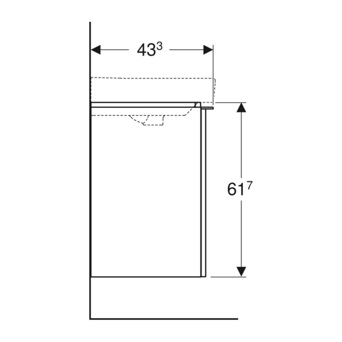 Geberit Meuble sous lavabo Smyle Square 53,6x61,7x43,3 cm, 1 tiroir D, sable brillant