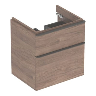 Geberit Meuble sous lavabo Smyle Square 58,4x61,7x47 cm, bois épais, 2 tiroirs