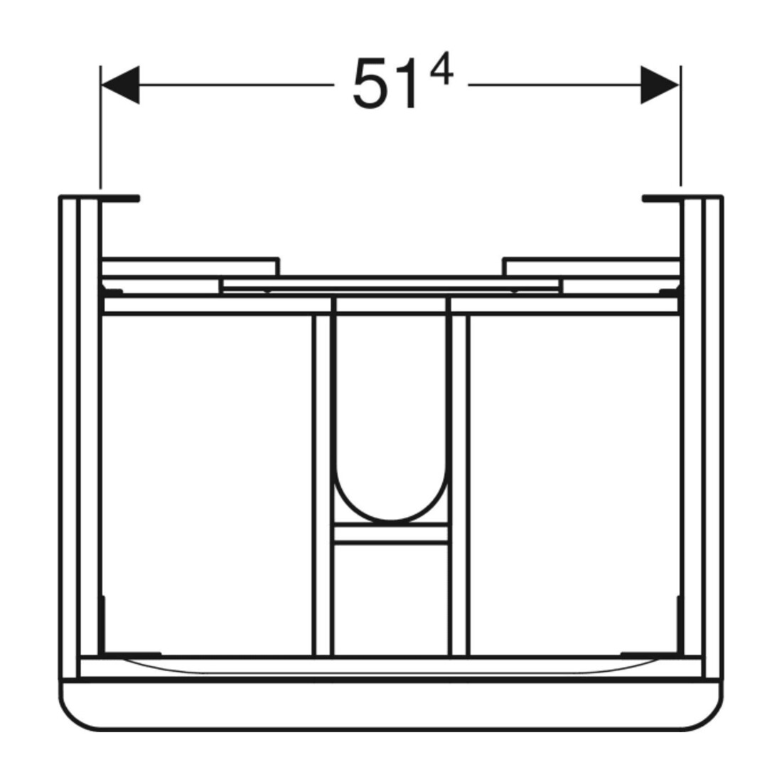 Geberit Meuble sous lavabo Smyle Square 58,4x61,7x47 cm, bois épais, 2 tiroirs