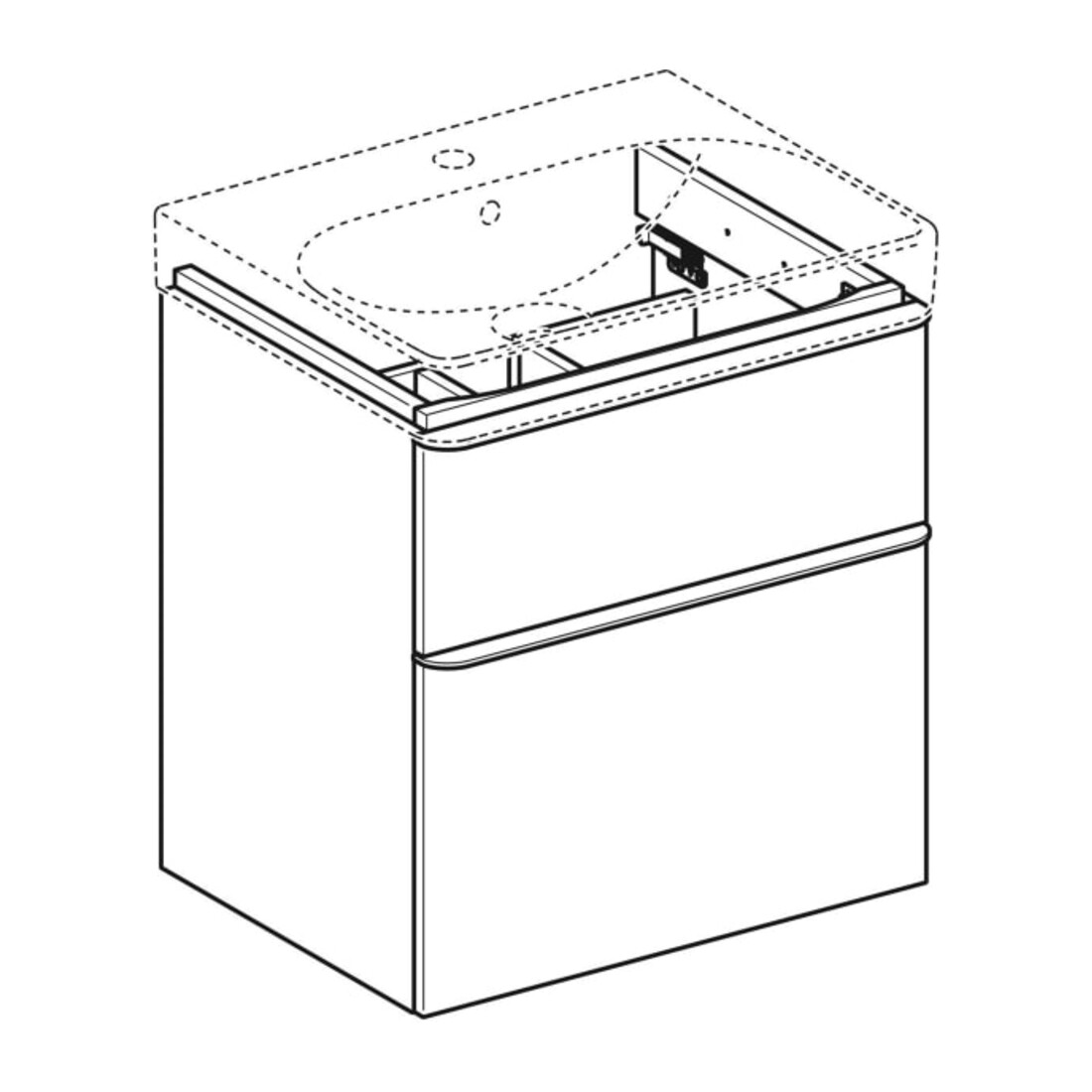 Geberit Meuble sous lavabo Smyle Square 58,4x61,7x47cm, sable brillant, 2 tiroirs