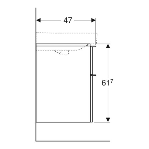 Geberit Meuble sous lavabo Smyle Square 58,4x61,7x47cm, sable brillant, 2 tiroirs