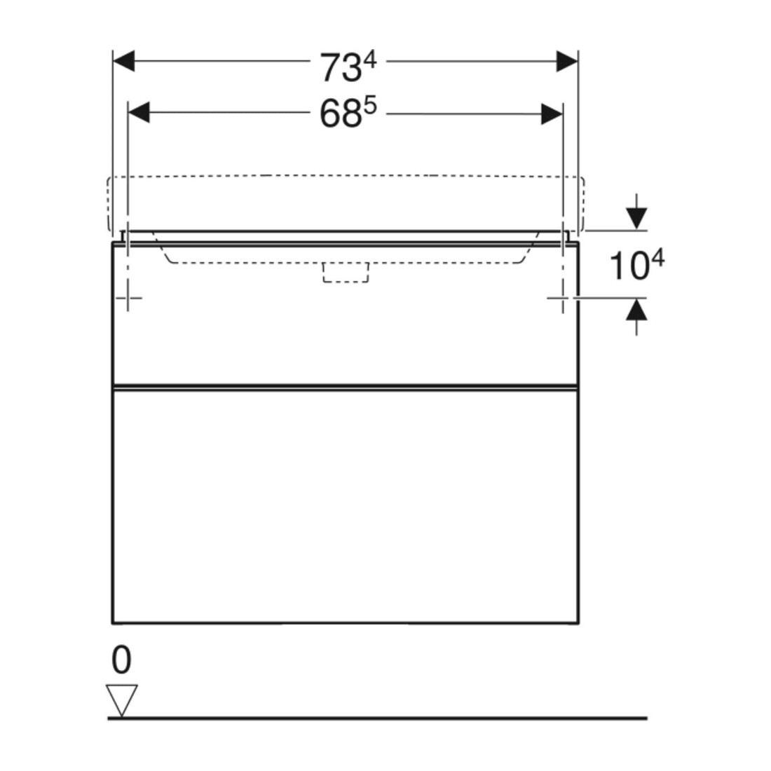Geberit Meuble sous-lavabo Smyle Square 73,4x61,7x47 cm, sable brillant, 2 tiroirs