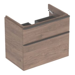 Geberit Meuble sous lavabo Smyle Square 73,4x61,7x47cm, bois épais, 2 tiroirs